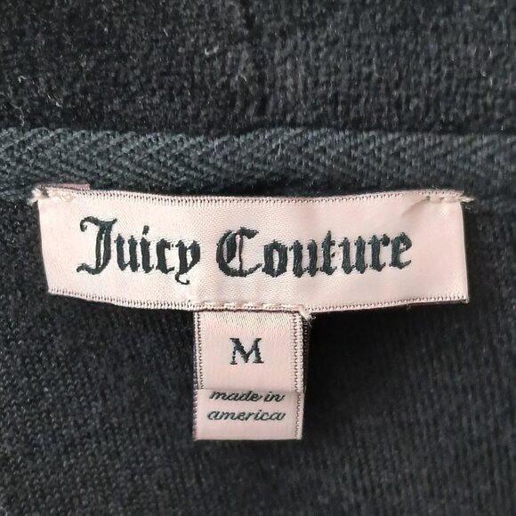 NWT Juicy Couture Basic Zip Up Slim Fit Hoodie Black Velour Size Medium - Picture 9 of 9